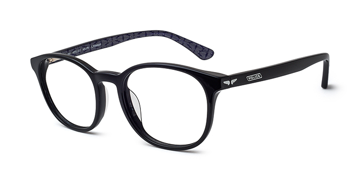 POLICE Black Full Frame Round Eyeglasses for Men and Women