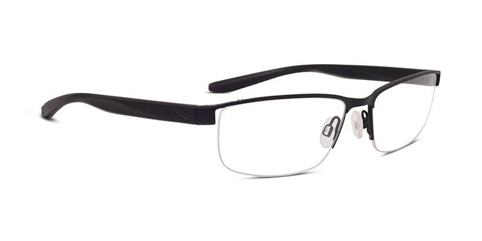 NIKE Black Half Frame Rectangle Eyeglasses for Men and Women