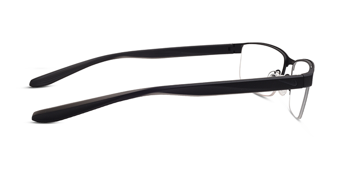 NIKE Black Half Frame Rectangle Eyeglasses for Men and Women