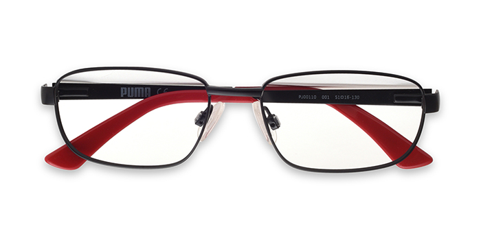 PUMA Black Full Frame Rectangle Eyeglasses for Kids