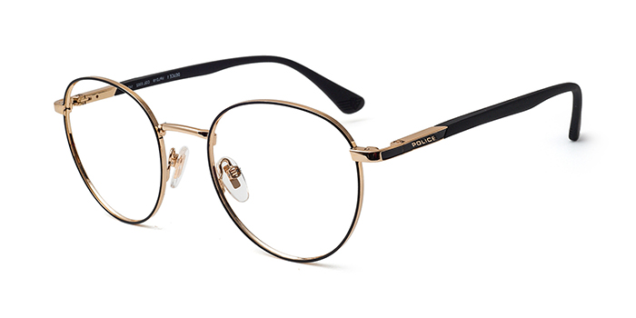 POLICE Black Full Frame Round Eyeglasses for Men and Women