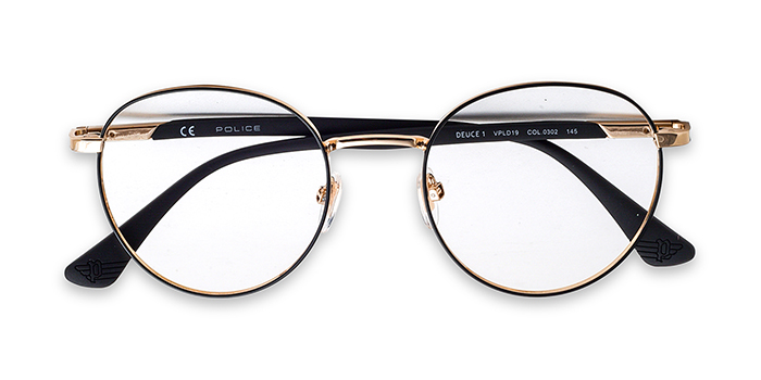 POLICE Black Full Frame Round Eyeglasses for Men and Women