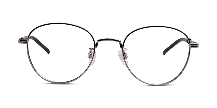 TOMMY HILFIGER Gunmetal Full Frame Round Eyeglasses for Men and Women