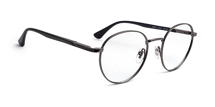 POLICE Gunmetal Full Frame Round Eyeglasses for Men and Women