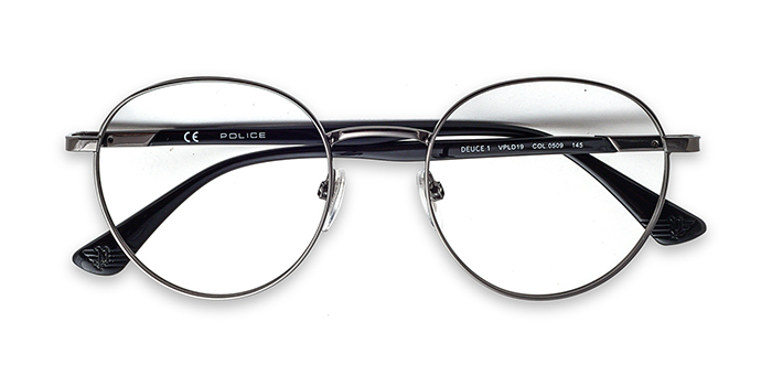 POLICE Gunmetal Full Frame Round Eyeglasses for Men and Women