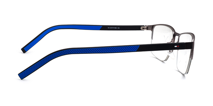TOMMY HILFIGER Gunmetal Half Frame Rectangle Eyeglasses for Men and Women