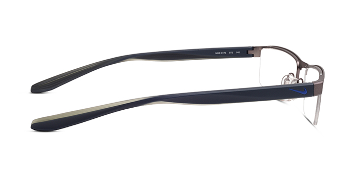 NIKE Brown Half Frame Rectangle Eyeglasses for Men and Women