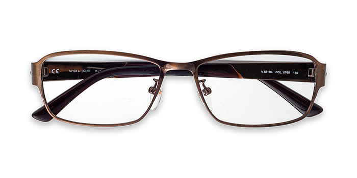 POLICE Brown Full Frame Rectangle Eyeglasses for Men and Women