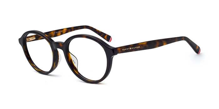 TOMMY HILFIGER Tortoise Full Frame Round Eyeglasses for Men and Women