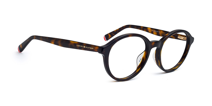 TOMMY HILFIGER Tortoise Full Frame Round Eyeglasses for Men and Women