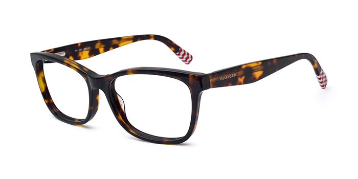 TOMMY HILFIGER Tortoise Full Frame Square Eyeglasses for Men and Women