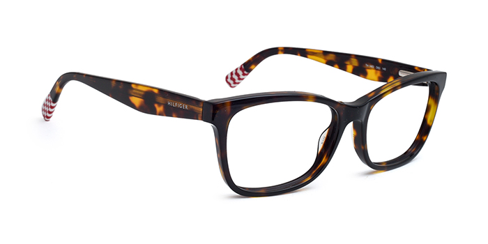 TOMMY HILFIGER Tortoise Full Frame Square Eyeglasses for Men and Women