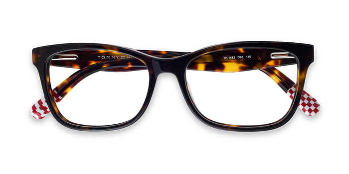 TOMMY HILFIGER Tortoise Full Frame Square Eyeglasses for Men and Women