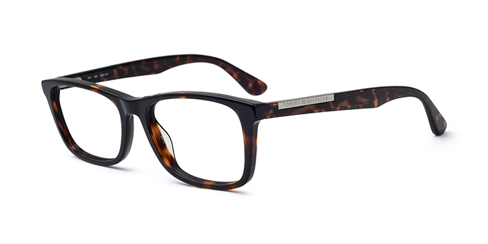 TOMMY HILFIGER Tortoise Full Frame Rectangle Eyeglasses for Men and Women