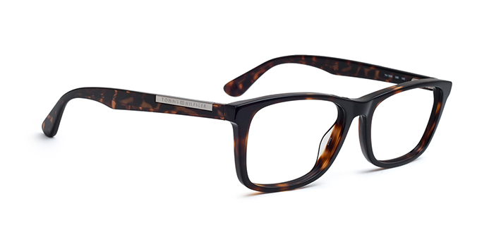 TOMMY HILFIGER Tortoise Full Frame Rectangle Eyeglasses for Men and Women