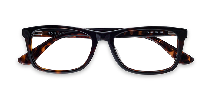 TOMMY HILFIGER Tortoise Full Frame Rectangle Eyeglasses for Men and Women