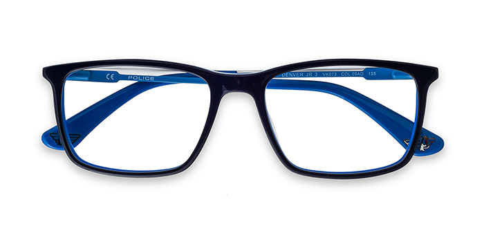 POLICE Blue Full Frame Rectangle Eyeglasses for Men and Women