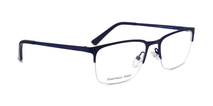 Nerdlane Blue Half Frame Square Eyeglasses for Men and Women