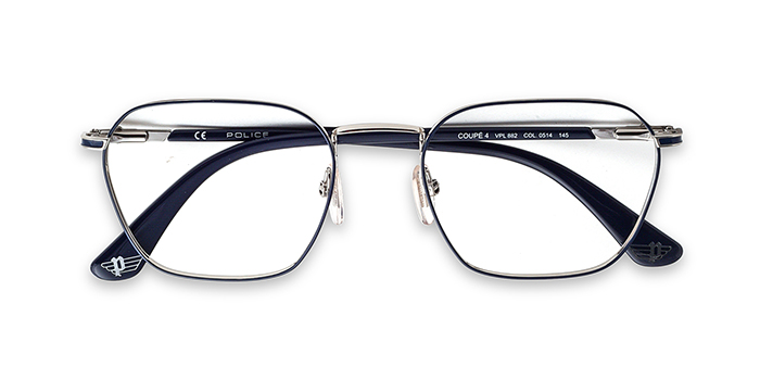 POLICE Blue Full Frame Square Eyeglasses for Men and Women