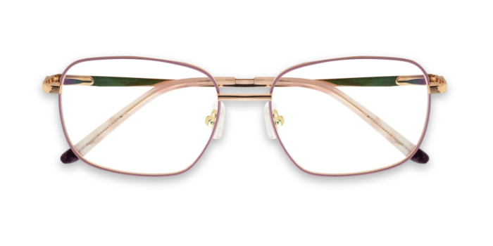  Pink Full Frame Square Eyeglasses for Women