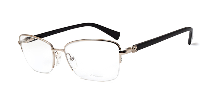 PIERRE CARDIN Gold Half Frame Rectangle Eyeglasses for Women