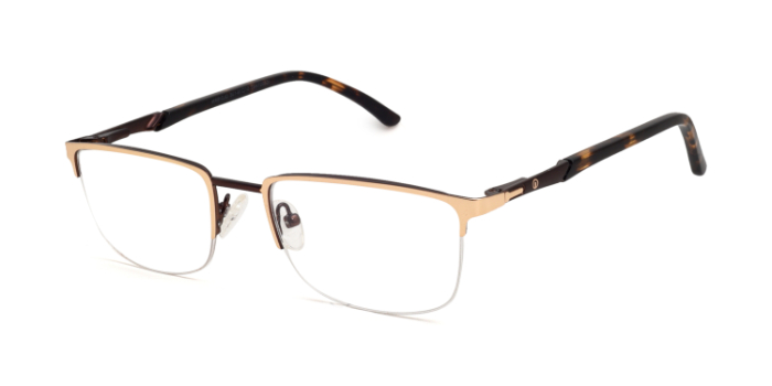 INTEGRITI Gold Half Frame Rectangle Eyeglasses for Men and Women