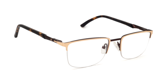INTEGRITI Gold Half Frame Rectangle Eyeglasses for Men and Women