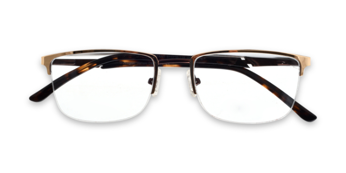 INTEGRITI Gold Half Frame Rectangle Eyeglasses for Men and Women