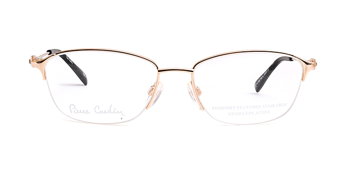 PIERRE CARDIN Gold Half Frame Oval Eyeglasses for Women