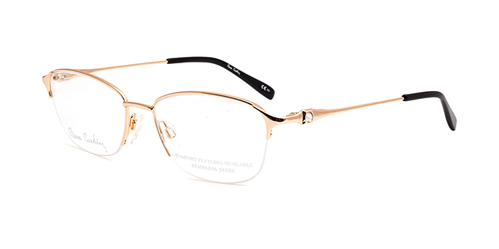 PIERRE CARDIN Gold Half Frame Oval Eyeglasses for Women