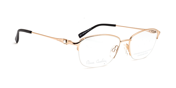 PIERRE CARDIN Gold Half Frame Oval Eyeglasses for Women