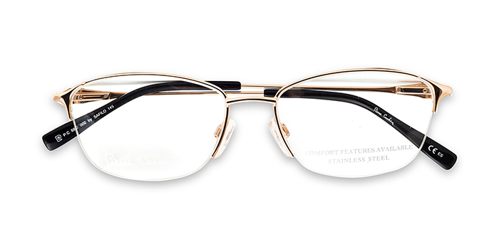 PIERRE CARDIN Gold Half Frame Oval Eyeglasses for Women