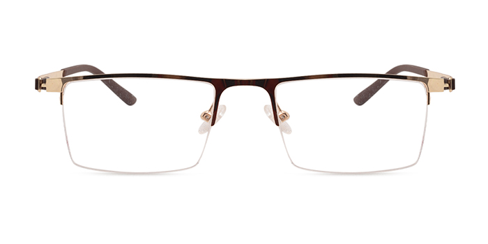  Gold Full Frame Rectangle Eyeglasses for Men and Women