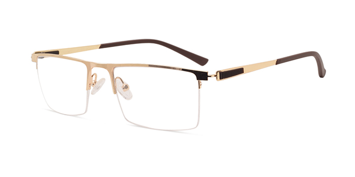  Gold Full Frame Rectangle Eyeglasses for Men and Women