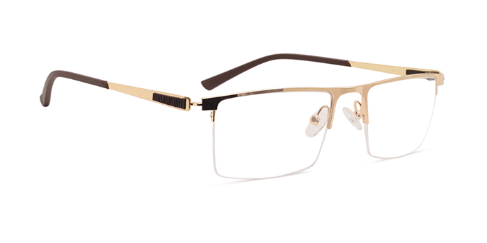  Gold Full Frame Rectangle Eyeglasses for Men and Women