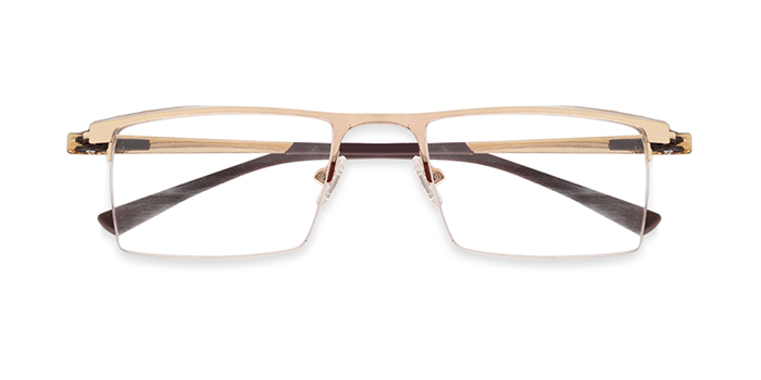  Gold Full Frame Rectangle Eyeglasses for Men and Women