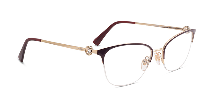 VOGUE Wine Half Frame Cateye Eyeglasses for Women