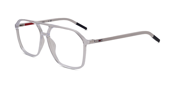 TOMMY JEANS Transparent Full Frame Square Eyeglasses for Men and Women