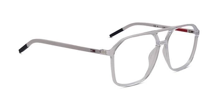 TOMMY JEANS Transparent Full Frame Square Eyeglasses for Men and Women