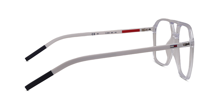 TOMMY JEANS Transparent Full Frame Square Eyeglasses for Men and Women