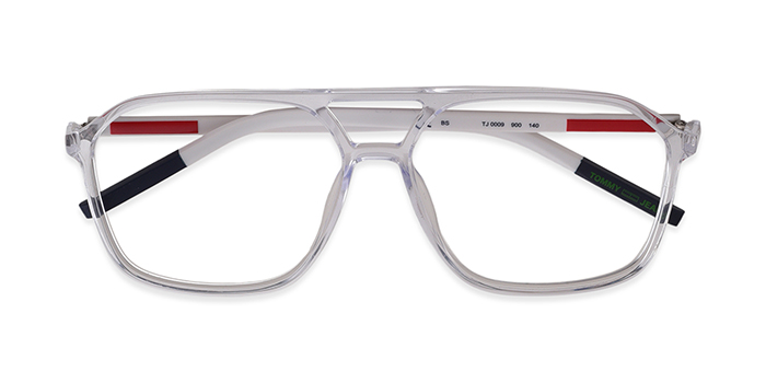 TOMMY JEANS Transparent Full Frame Square Eyeglasses for Men and Women