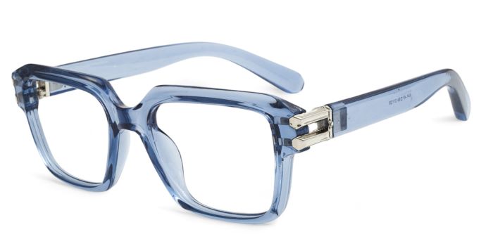 MIRAR by EyeMyEye Blue Transparent Full Frame square Eyeglasses for Men