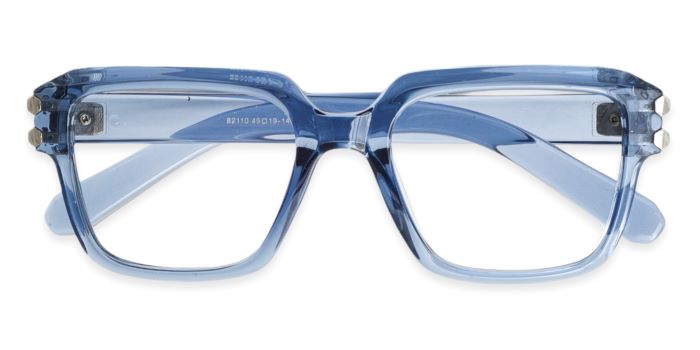 MIRAR by EyeMyEye Blue Transparent Full Frame square Eyeglasses for Men
