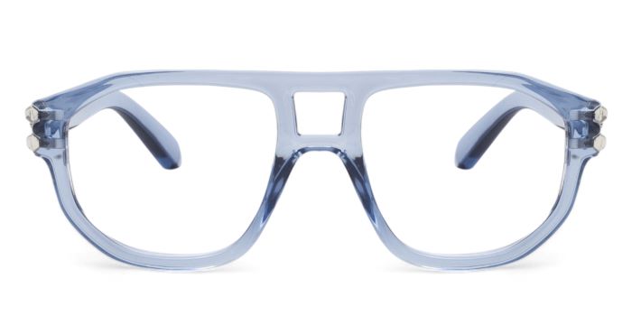MIRAR by EyeMyEye Blue Transparent color Full Frame Aviator Eyeglasses for Men